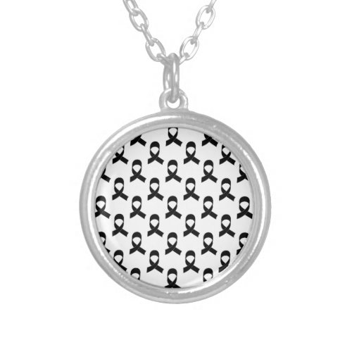 Black Ribbon Pattern Silver Plated Necklace