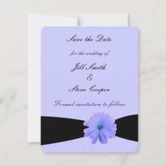 Black Ribbon Purple Flower Save the Date