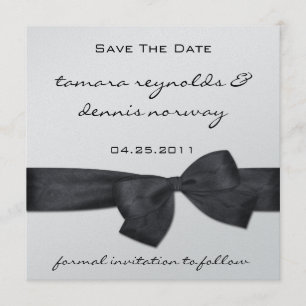 Black Ribbon Silver Metallic Save The Date