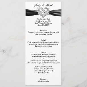 Black Ribbon Silver Swans Menu Card