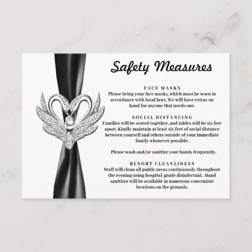Black Ribbon Silver Swans Safety Measures Enclosure Card