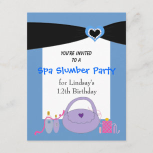 Black Ribbon Spa Birthday Party Invitation