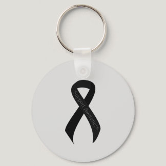 Black Ribbon Support Awareness Keychain