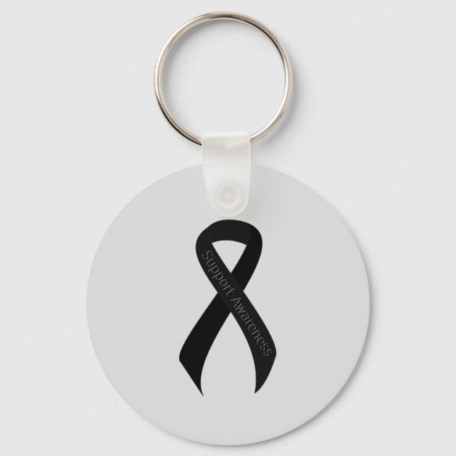 Black Ribbon Support Awareness Keychain (Front)