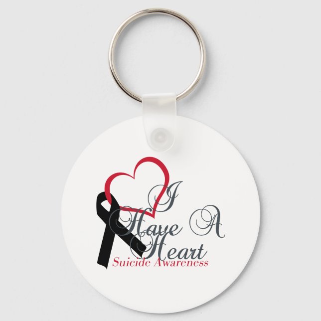 Black Ribbon Support Suicide Awareness Keychain (Front)
