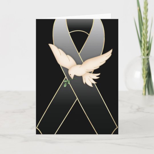 Black Ribbon w Dove Awareness Blank Greeting Card