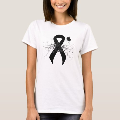 Black Ribbon with Butterfly T_Shirt