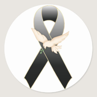 Black Ribbon with Dove Awareness Sticker