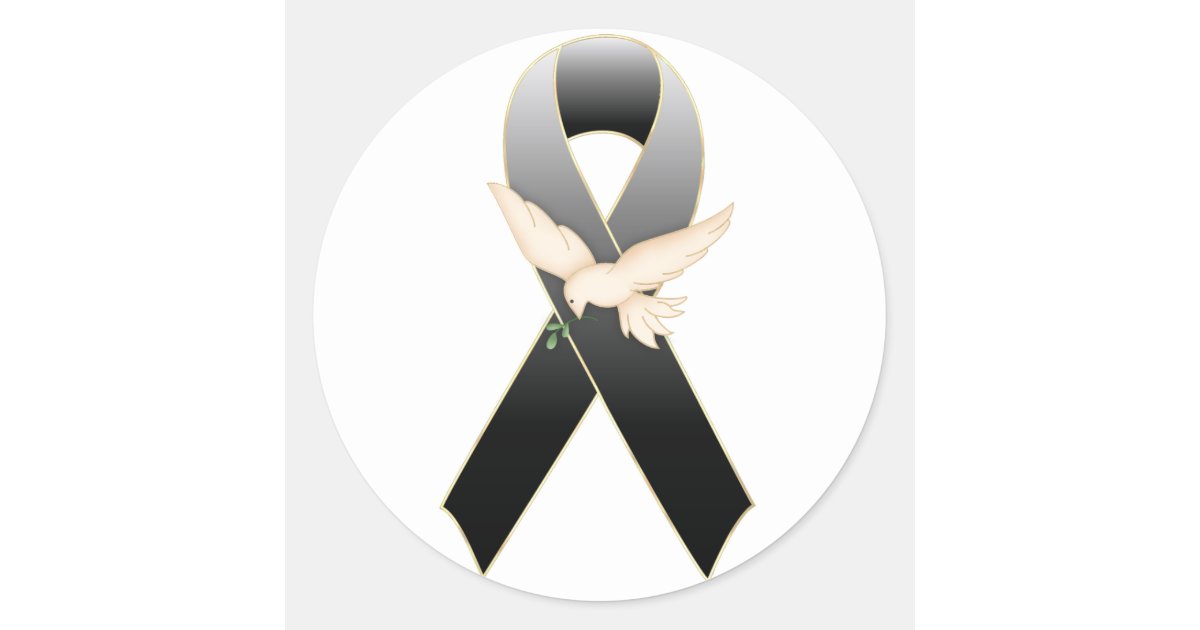 Black Ribbon with Dove Awareness Sticker | Zazzle
