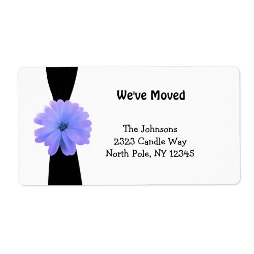 Black Ribbon with Purple Flower New Address Label