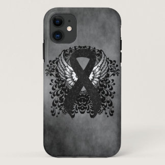 Black Ribbon with Wings iPhone 11 Case