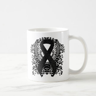 Black Ribbon with Wings Coffee Mug