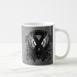 Black Ribbon with Wings Coffee Mug