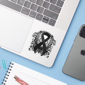 Black Ribbon with Wings Sticker