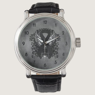 Black Ribbon with Wings Watch