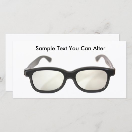 Black rimmed glasses isolated, Sample Text You ... (Front/Back)