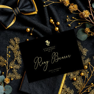 Black Ring Chic Bearer Wedding Simple Proposal