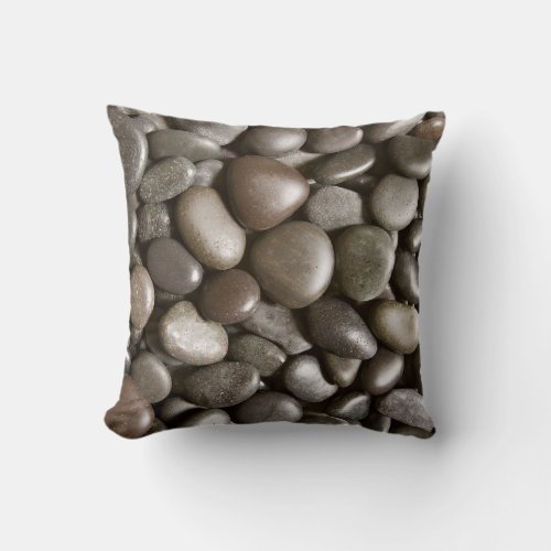Black River Rock Nature Zen Pebble Throw Pillow