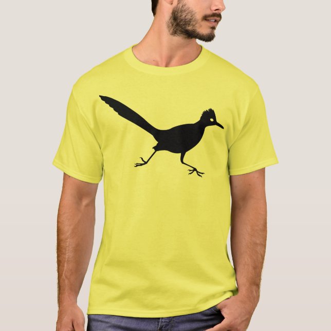 Black Roadrunner Bird Print T-Shirt (Front)