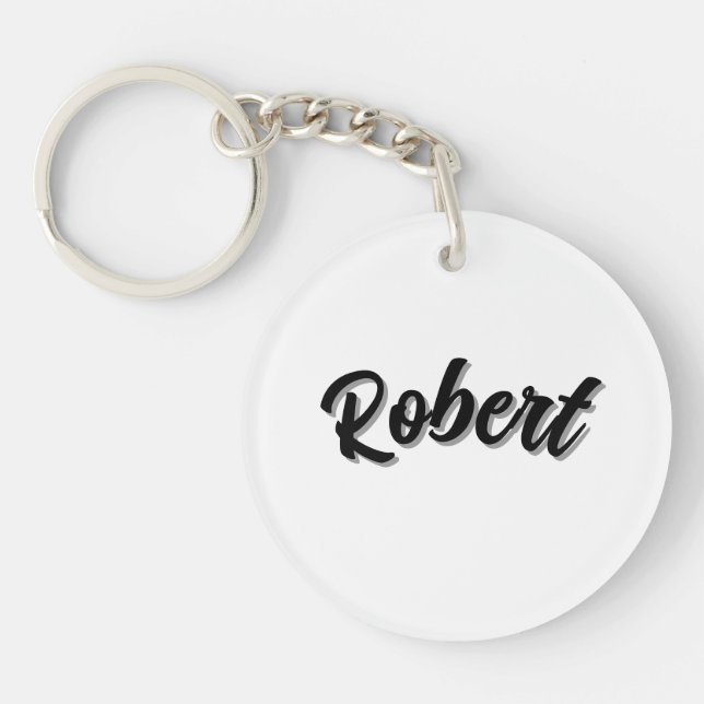 Black Robert Name With Drop Shadow, Keychain (Front)