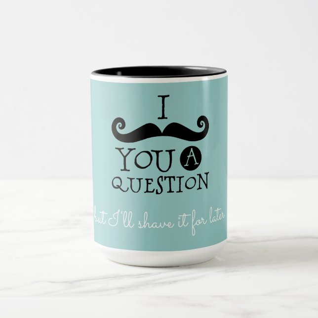 Black Robin Egg Blue Mustache Humor Mug (Center)