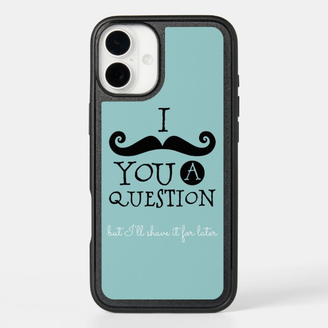 Black Robin Egg Blue Mustache Humor Otterbox iPhone Case (Back)