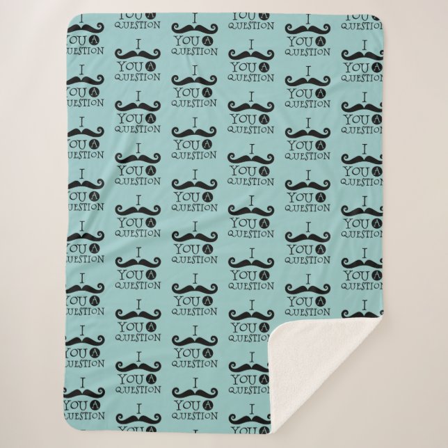 Black Robin Egg Blue Mustache Humor Sherpa Blanket (Front)