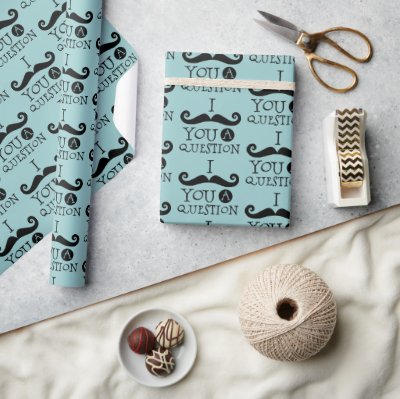 Black Robin Egg Blue Mustache Humor Wrapping Paper