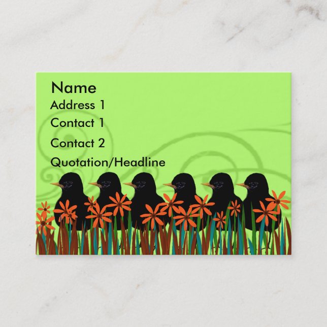 Black Robins  in a Row - Customized Business Card (Front)