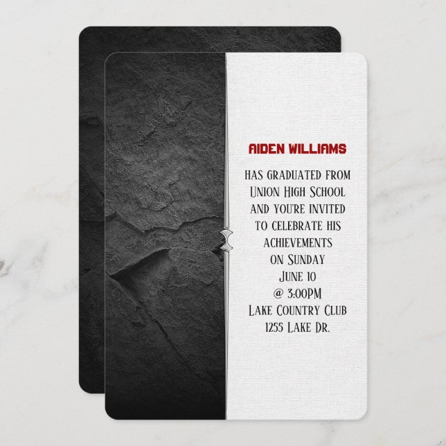 black rock border graduation party invitation (Front/Back)