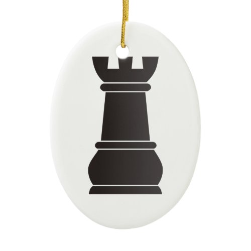 Black rock chess piece ceramic ornament