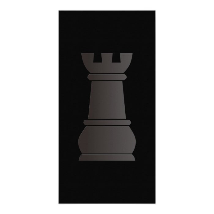 Black rock chess piece custom photo card