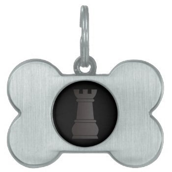 Black Rock Chess Piece Pet Name Tag by peculiardesign at Zazzle
