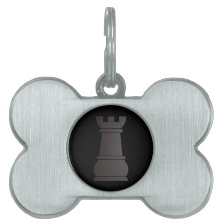 Black Rock Chess Piece Pet Name Tag