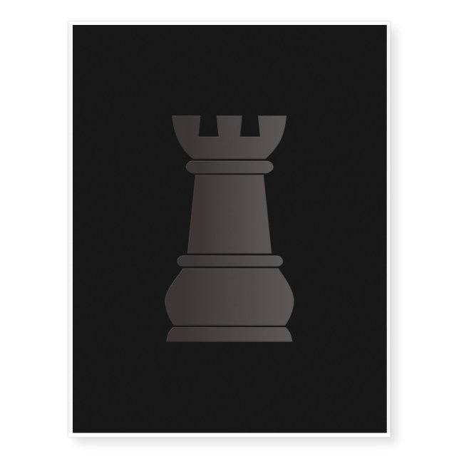 Black rock chess piece temporary tattoos (Front)