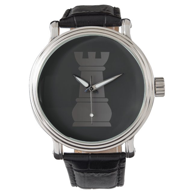 Black rock chess piece watch (Front)