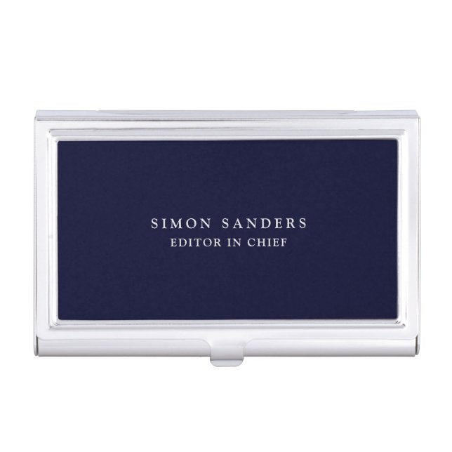 Black Rock Deep Blue Classical Unique Minimalist Business Card Case (Front)