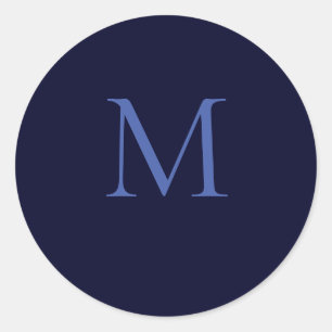 Black Rock Deep Blue Classical Unique Monogram Classic Round Sticker
