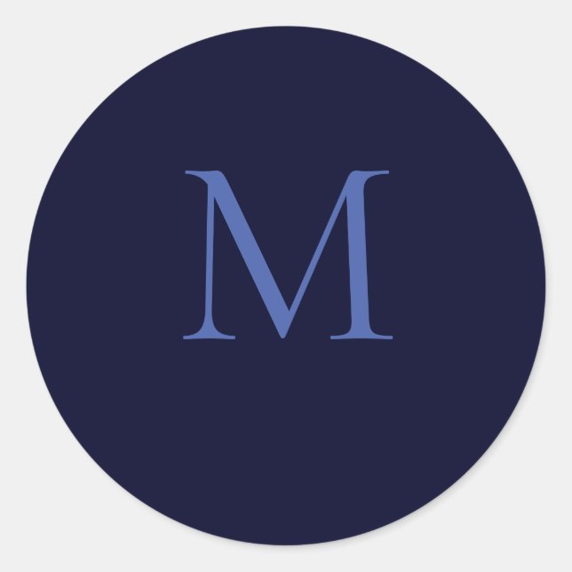 Black Rock Deep Blue Classical Unique Monogram Classic Round Sticker (Front)
