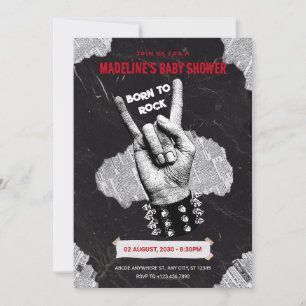 Black Rock metal baby shower  Invitation