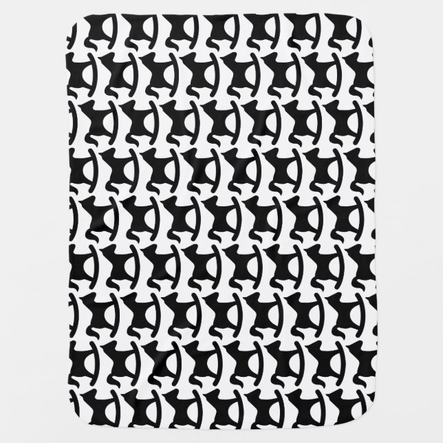 Black Rocking Horse Baby Blanket (Front)