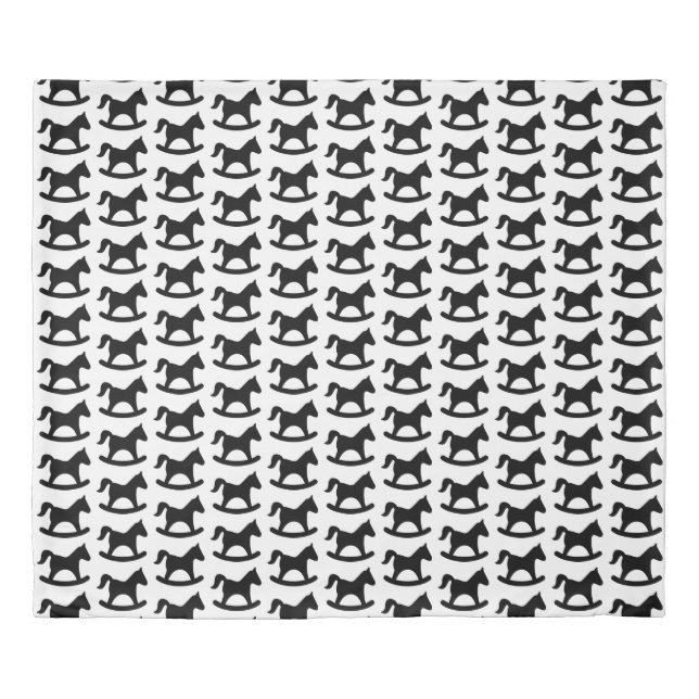 Black Rocking Horse Duvet Cover (Front)