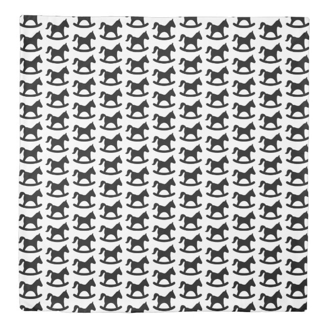 Black Rocking Horse Duvet Cover (Front)