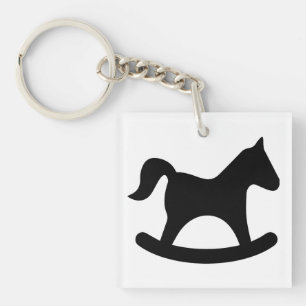 Black Rocking Horse Keychain