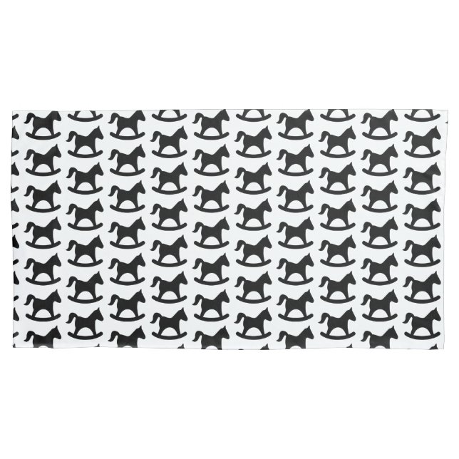Black Rocking Horse Pillow Case (Front)