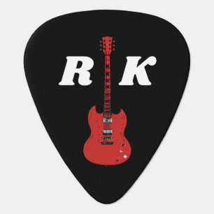 black, rockpicks, name & initials guitar pick