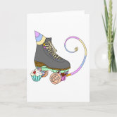 Roller Skate New Year - Black Stationery African American Greeting Car