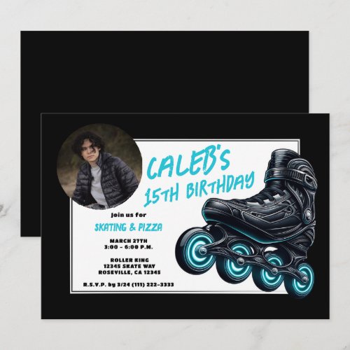 Black Rollerblades Blue Glow Wheels Birthday Party