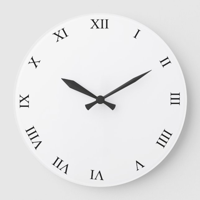 Black Roman Numbers Clock Face Round Clock (Front)