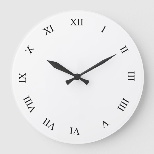 Black Roman Numbers Clock Face Wall Clock (Front)